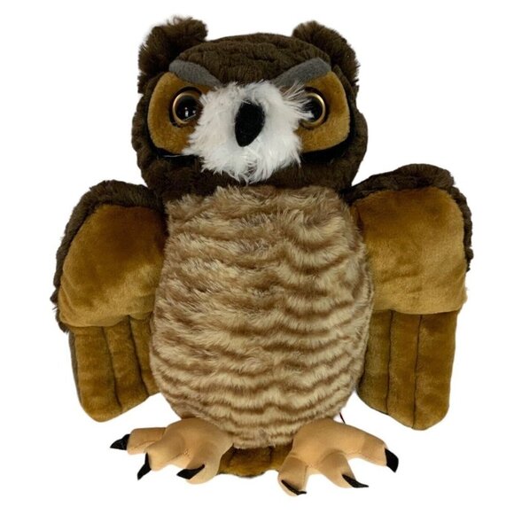 Wild Republic Great Horned Owl Plush Realistic Stuffed Animal Soft Bird Toy - Picture 1 of 6